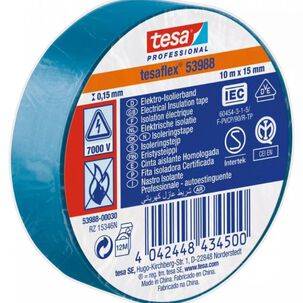 Tesaflex Cinta Aisladora Eléctrica Prof Azul 10m X 15mm Tesa
